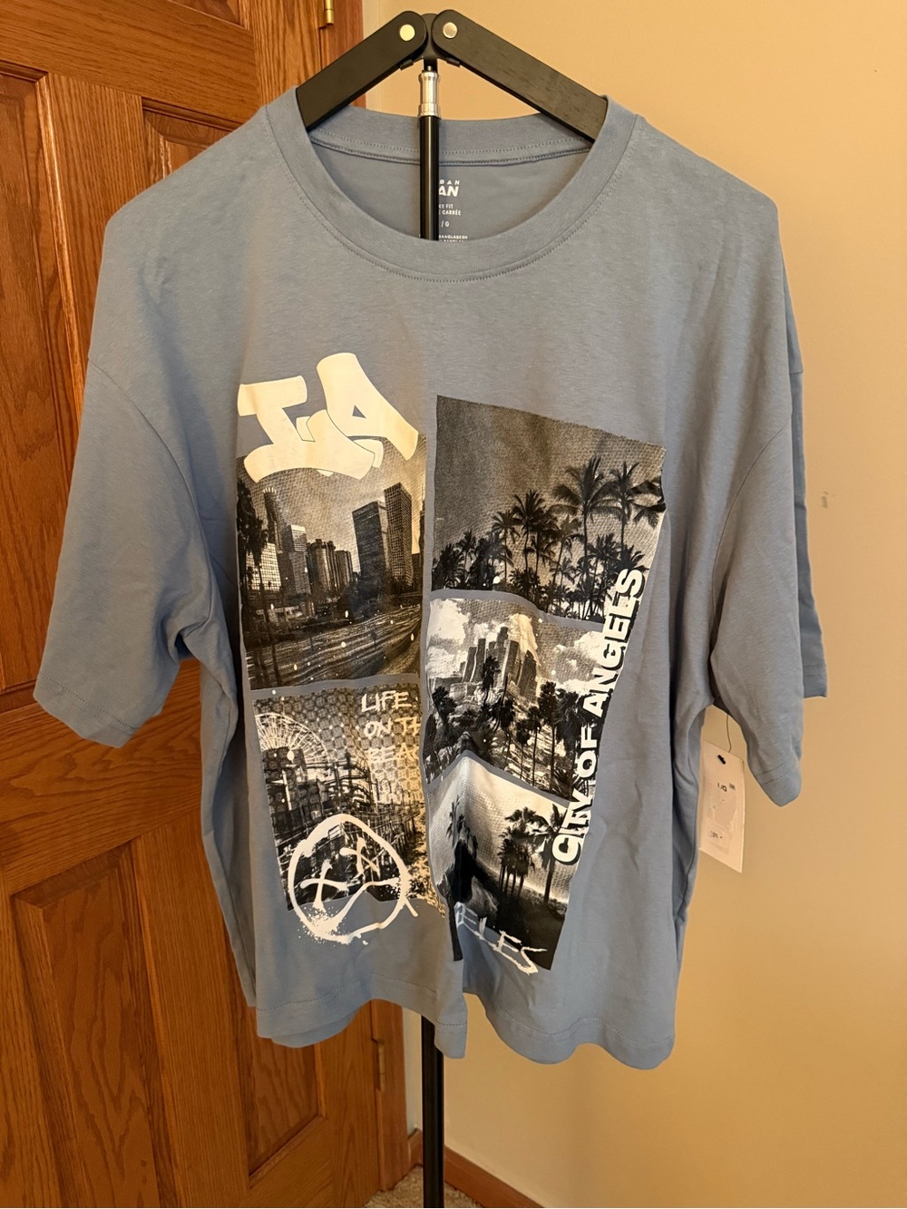 Soft Blue Short Sleeve LA Graphic Tee